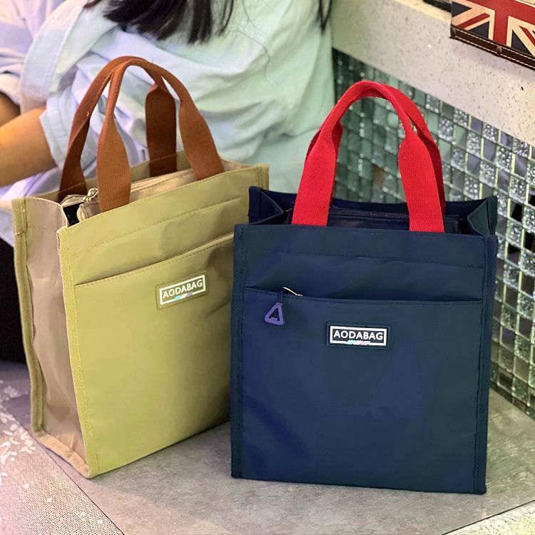 Mori Style Color Block Tote: Lunch Bag for Students and Professionals