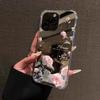 Pink Rose Pattern Mirror Silicone Soft Phone Case For iPhone 16 Pro Max 11 12 13 14 15 XS X XR 7 8 Plus Shockproof Bumper Cover