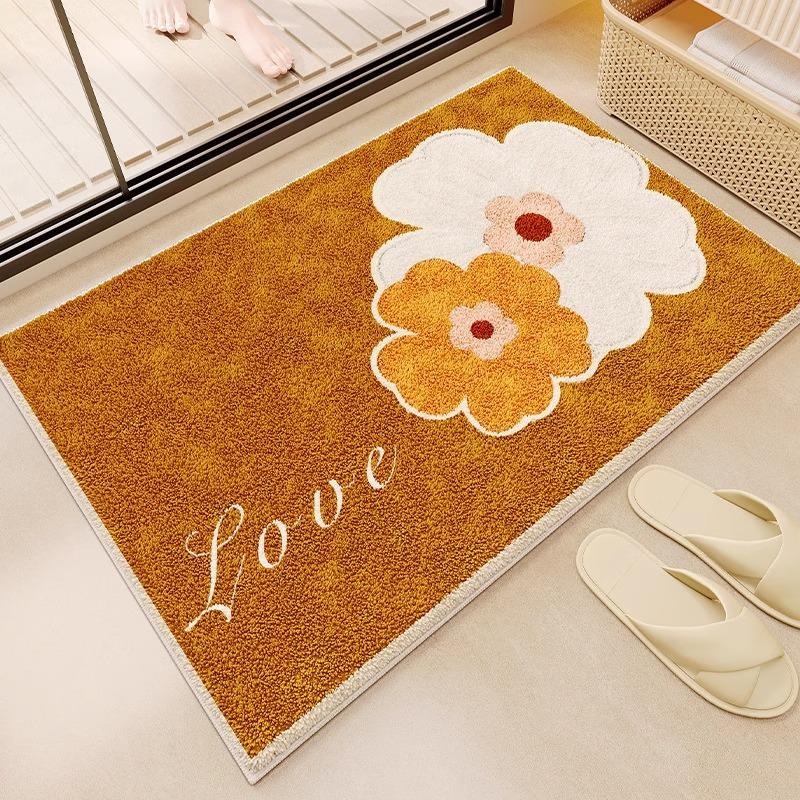 Yan Cartoon Panda Bathroom Imitation Cashmere Floor Mat, Toilet Door Carpet Door Mat, Absorbent Anti-slip Mat, Toilet Floor Mat