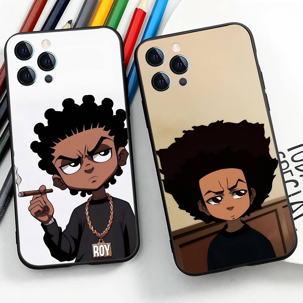 Cartoon The B-Boondocks For IPhone 15 16 14 Plus 13 12 11 17 Pro Max 17 Air Black Soft Phone Cover