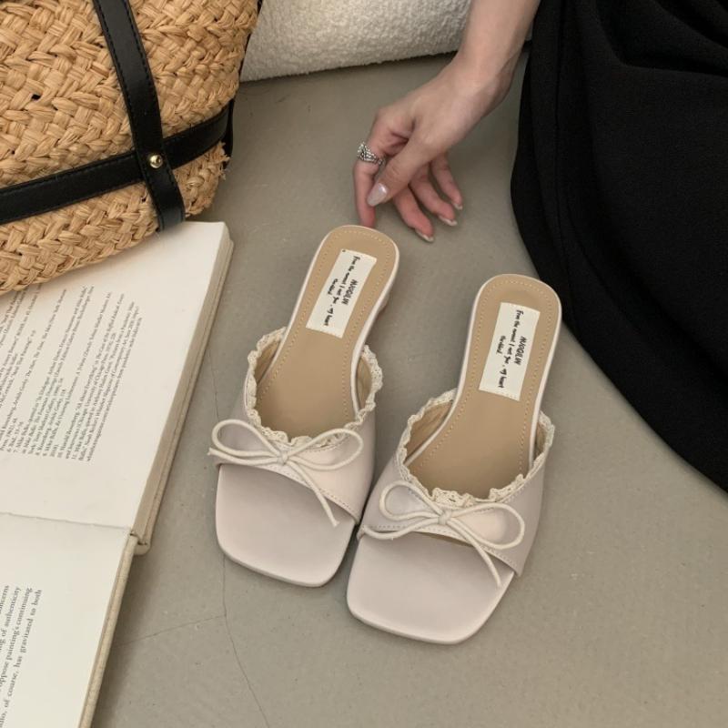 Zomer Lage Hak Dames Slippers Beknopt Open Teen Feestjurk Slides Dames Outdoor Street Style Sandalen