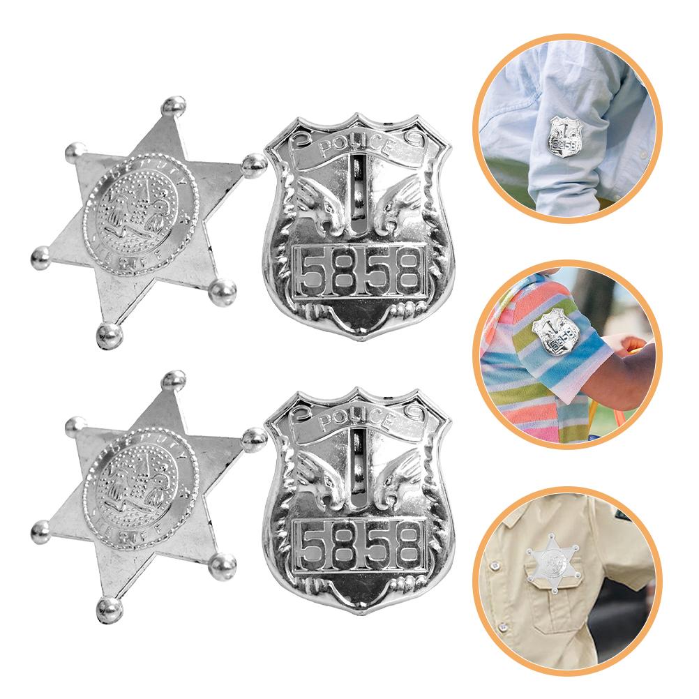 20pcs Police Badge Toy Cosplay Prop Clothes Badges Accessories Pin Party Supplies Plastic Small Badge Pin Police Badges