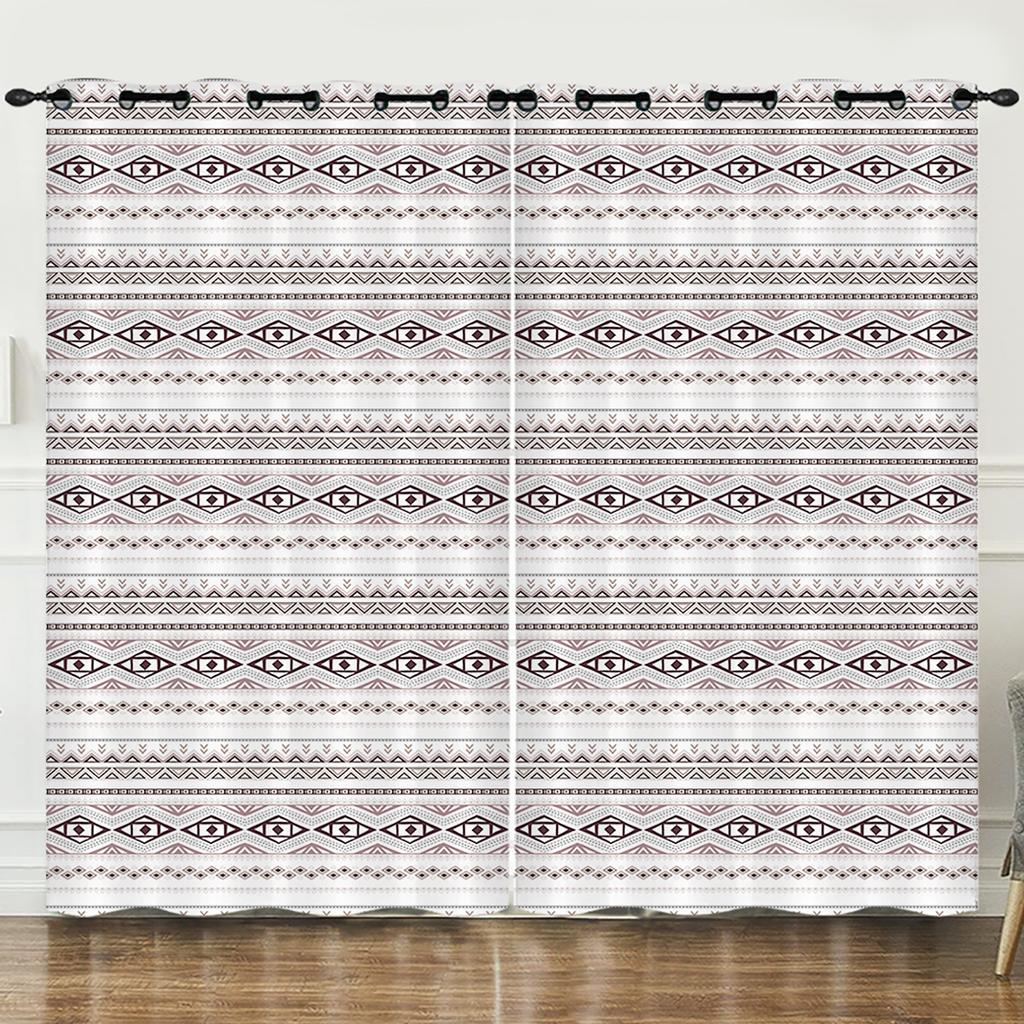 Curtains Floral Bohemian Stripes 3D Digital Printing Blackout Curtain Punching