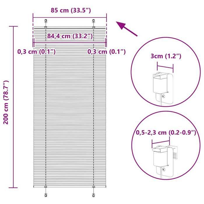 VidaXL Store Plissé Crème 85x200 Cm Largeur Du Tissu 84,4 Cm Polyester, Store Plissé De Fenêtre, Store Accordéon, Store 4015310