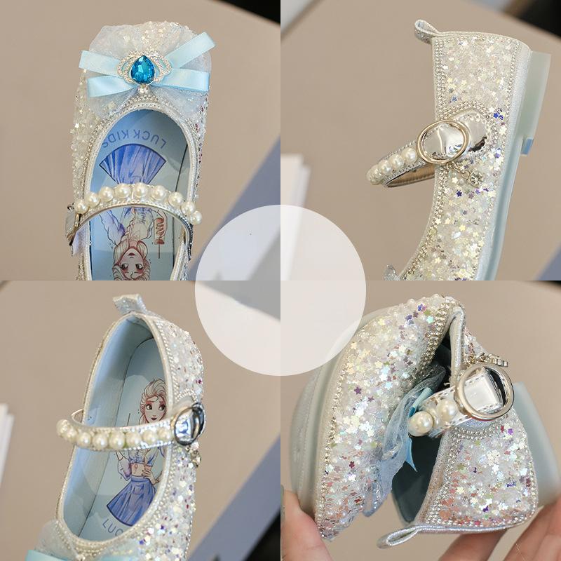 Zapatos NiñaGirl Shoes Trendy Child Leather Shoe Water Diamond Princess Shoe Bow Mary Jane Shoes Fashion Kid Shoes Lolita Shoe