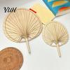 Handmade Wooden Fan Bamboo Solid Color Chinese Style Hand Heat Relief Single-blade Handheld with Light Woody Fragrance for Summer Cooling Ancient