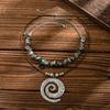 Bohemian Stripe Spiral Alloy Necklace Vintage Leather Wax Rope Pendant Chain Literary Fashion Personalised Stacked Women's Necklace