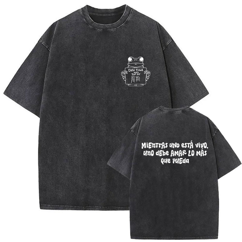 Heißer Verkauf Gewaschenes Vintage Rapper Bad Bunny T-Shirt Debi Tirar Mas Fotos DTMF Welttournee T-Shirt Herren Mode Hip Hop T-Shirts