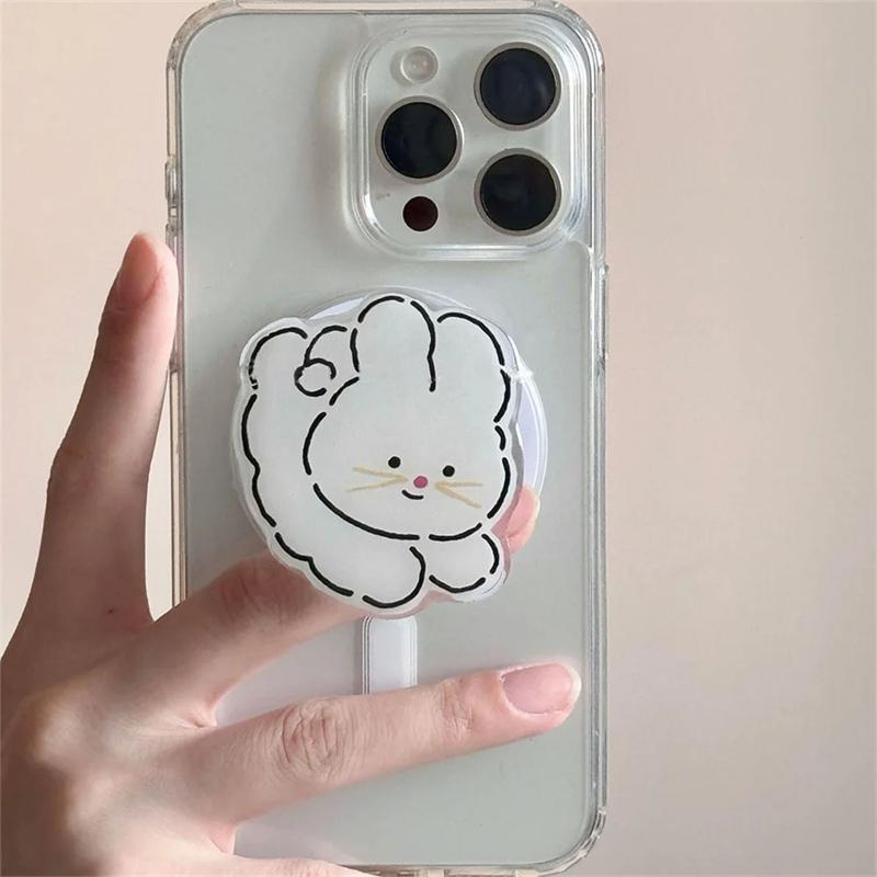 Korean Cute Cookie  Dog Rabbit  For Magsafe Magnetic Phone Griptok Grip Tok  Stand For iPhone Foldable Wireless Charging Holder