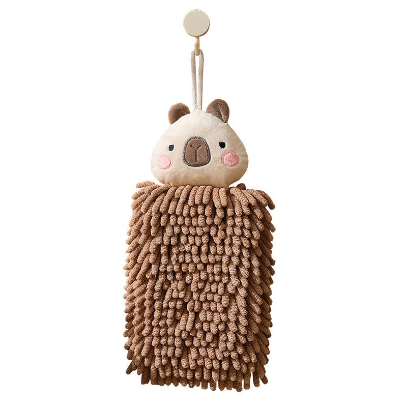 Capybara Cartoon Children's Chenille Hand Towel - Thick, Absorbent Bathroom/Kitchen Dishcloth