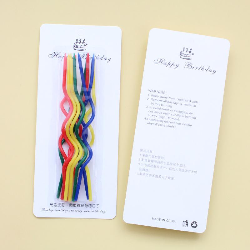 10 Birthday Card-packed Curve Candles, Creative Romantic Party Dark and Light Spiral Candles Without Support