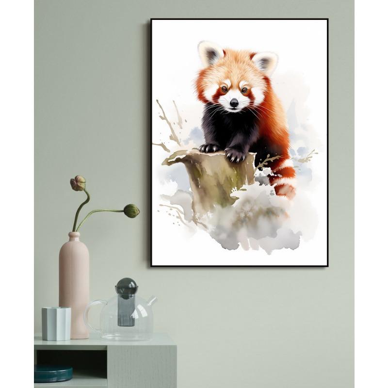 Red Panda Watercolor Arts Poster Print Canvas Art Pictures for Livng Room and Children Bedroom Home Decor Frameless Painting