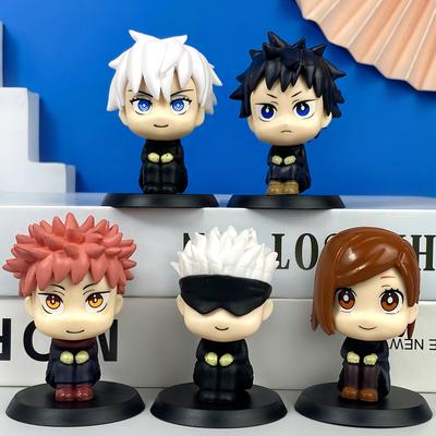 5pcs New Anime Jujutsu Kaisen Figure Itadori Yuji Gojo Satori Fushiguro Megumi Kugisaki Kawaii Toy Car Decoration Model Gift PVC Kid Friendly