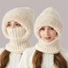 1pc Winter Fleece Lined Knit Hat with Earflap, Windproof and Warm Hooded Neck Gaiter for Outdoor Cycling,Christmas, Halloween