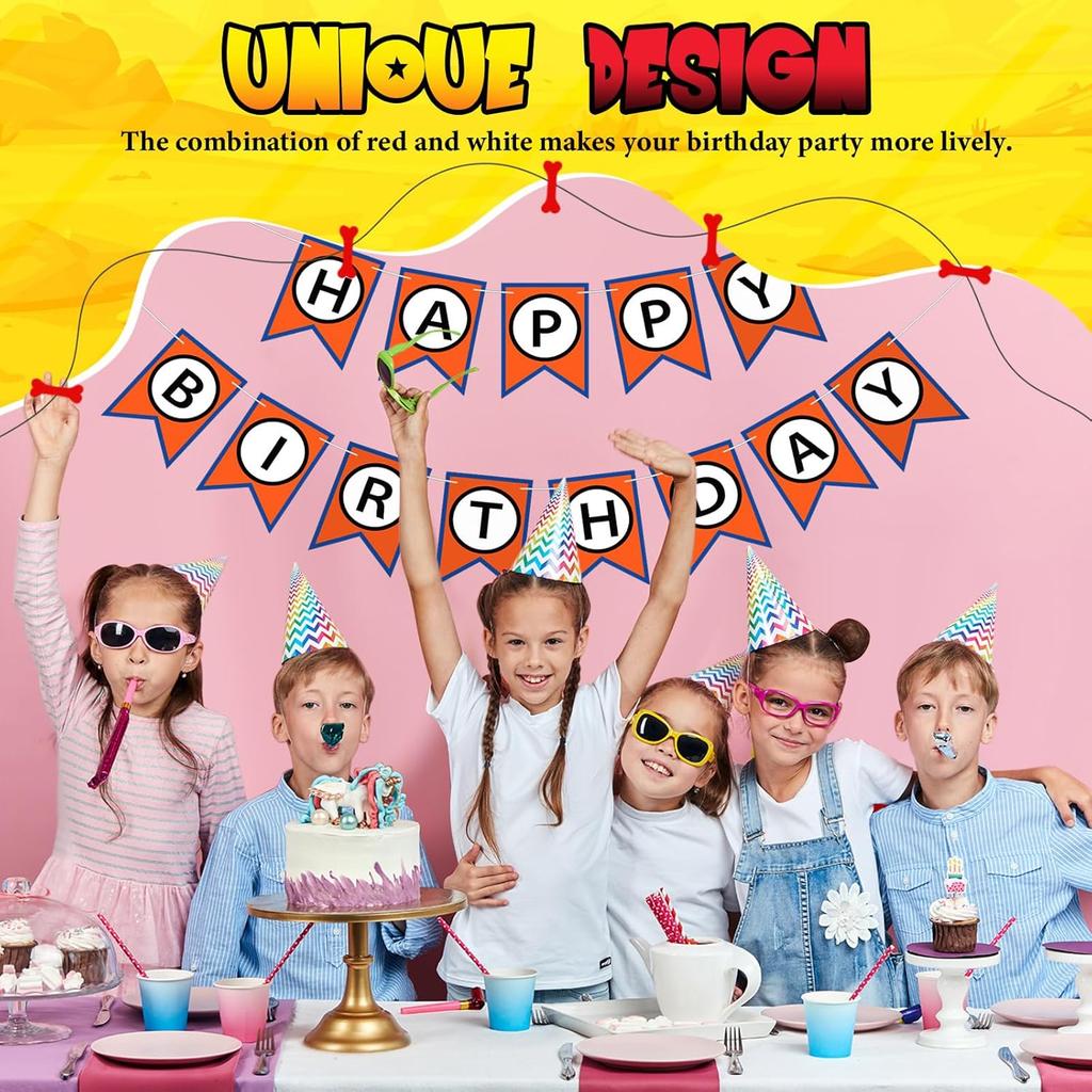 VitalCozy Anime Theme Dragon Happy Birthday Bunting Banner Pre-string with Black Letters Birthday Decoration Banner for Anime Party Supplies