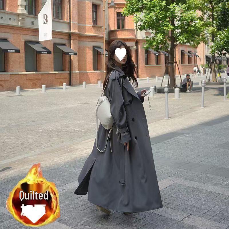 

Grey Extra-Long Trench Coat for Tall Women - Spring/Autumn 2024 Casual Style Ankle-Length Outerwear L (110-125 lbs)