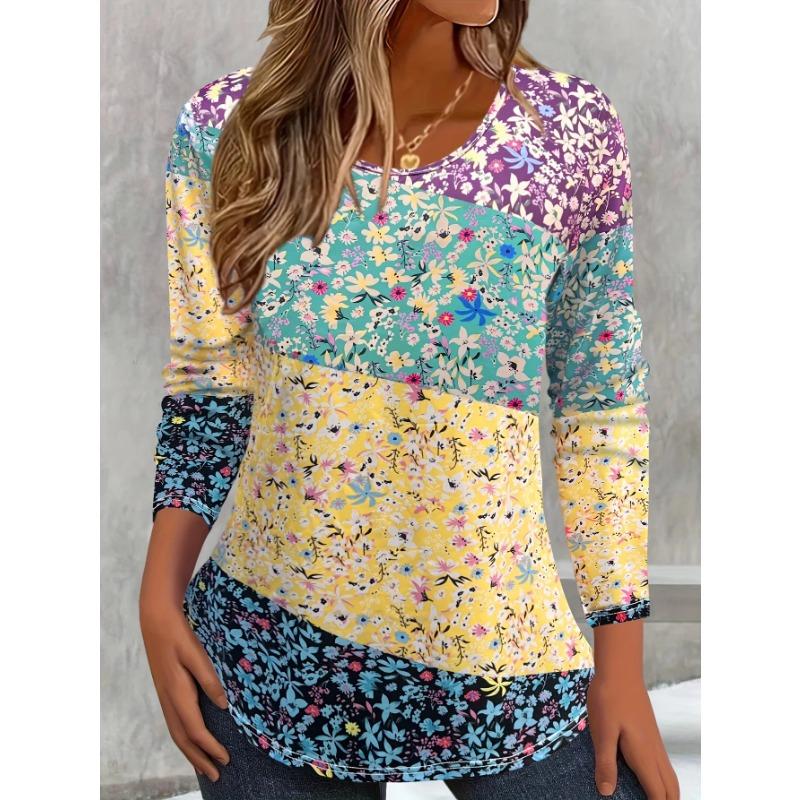 Floral 3D Print O-Neck Long Sleeve T-Shirts Fashion Pattern Women Clothing Casual Clothes Harajuku Female Clothing