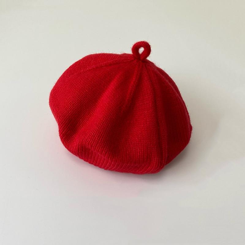 Fashion Cute Baby Knitted Beret Hat Solid Color Children's Warm Hats Autumn Winter Cap For Kids Outdoor Bonnet Accessories Gift