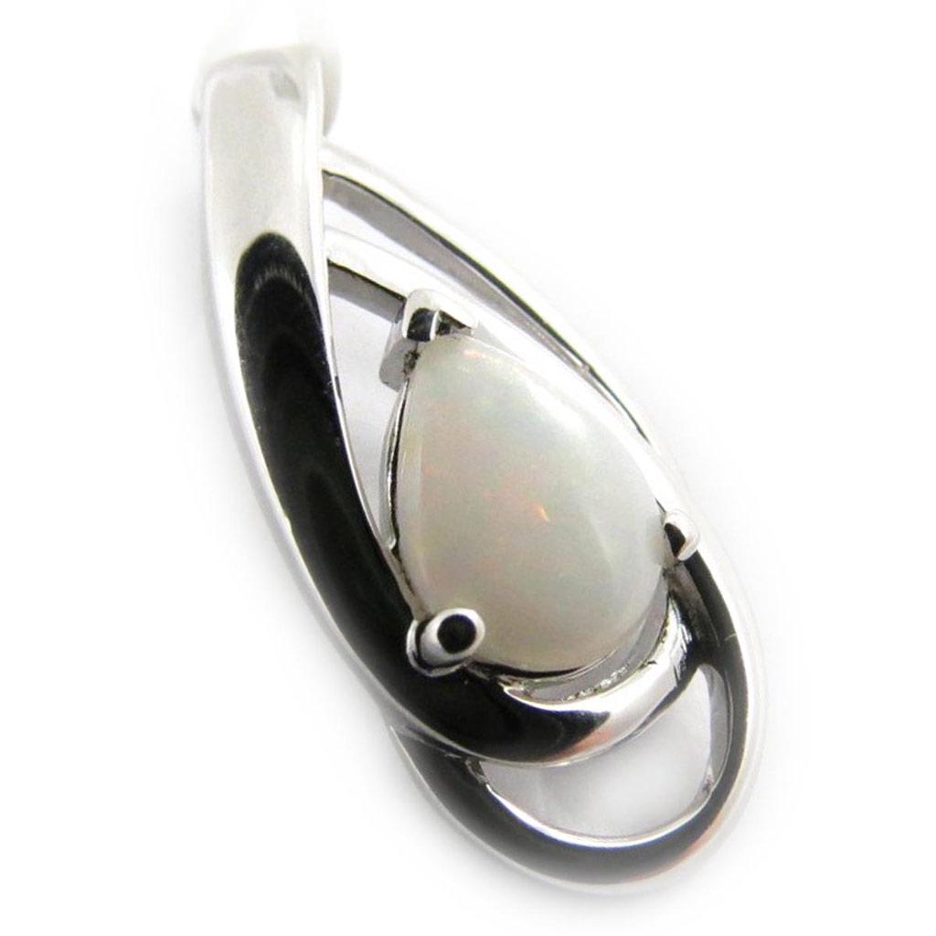 Les Trésors De Lily [G8677] - Handmade Silver Pendant 'Opal Goddess' Silver-white (rhodium-plated) - 10x20 Mm