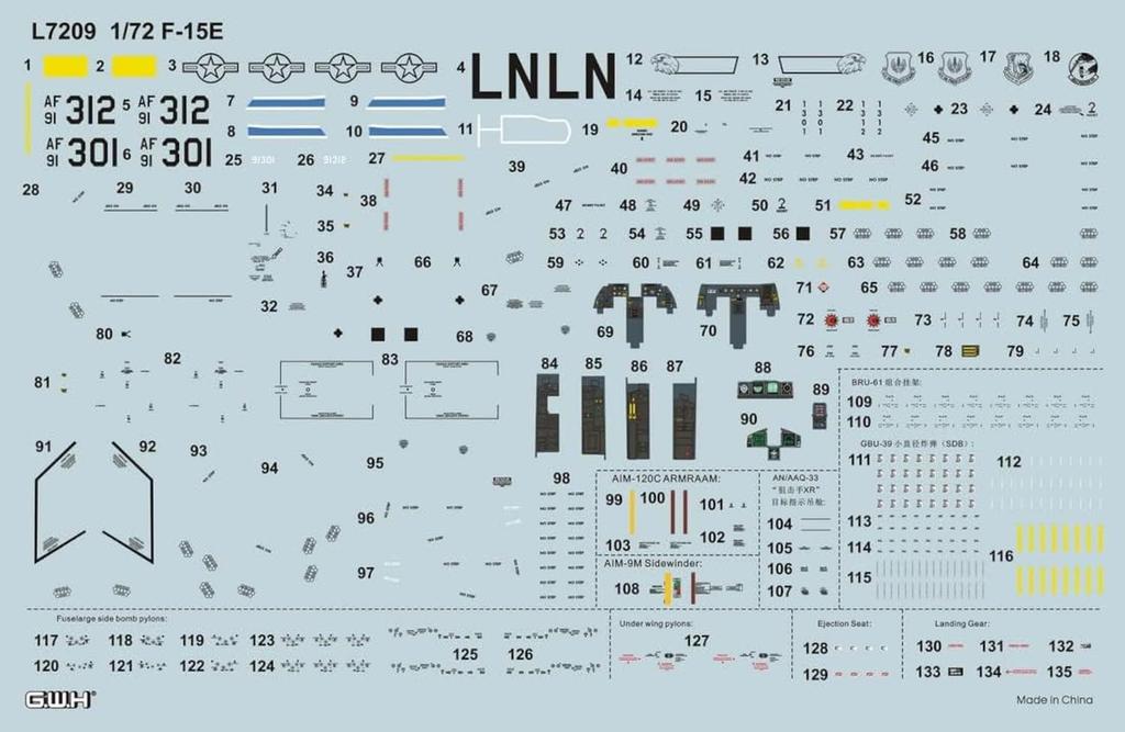 Great Wall Hobby 1/72 F-15E Air-to-Ground Weapons Equipped Plastic Model L7209 (Airplane)