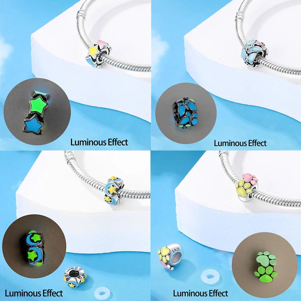 Classic Original Copper Charms Luminous Clawed Butterfly Glowing Stars Bead Fit Bracelet Women Jewelry Diy Fine Gift Making