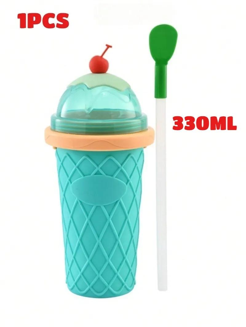 

DIY Magic Slushy Maker Squeeze Cup, Portable Smoothie Squeeze Cup for Juices, Milk and Ice Cream Make, Double Layers Silica Cup