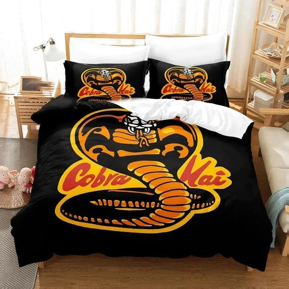 3D Print Cobra Kai Karate Beddengoedset Dekbedovertrek Bedset Quiltovertrek Kussensloop Dekbed King Queen Size Jongens Volwassen Beddengoed