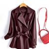 Autumn Women's Leather Jacket  Turn-Down Collar Soft PU Leather Coat
