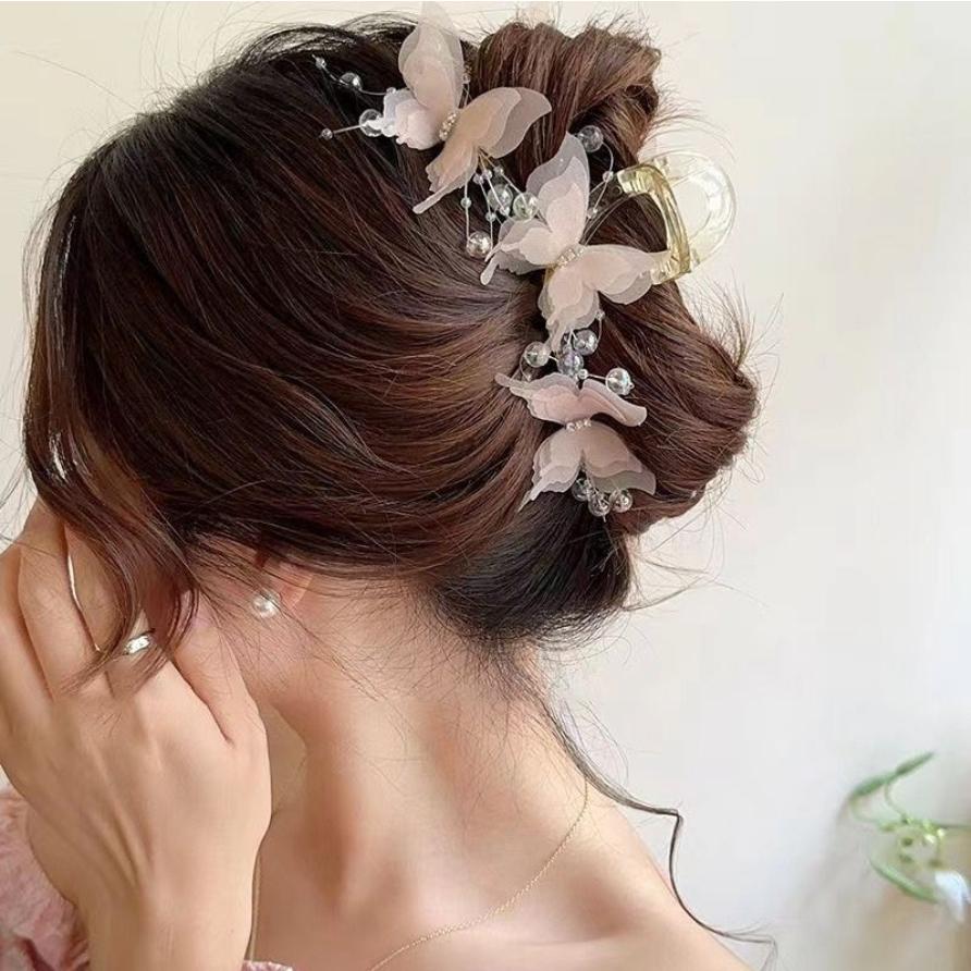 

Новые модные заколки для волос с имитацией бабочки, женские элегантные заколки для хвоста с жемчугом и бантом, милый головной убор в виде клешни краба, аксессуары для волос