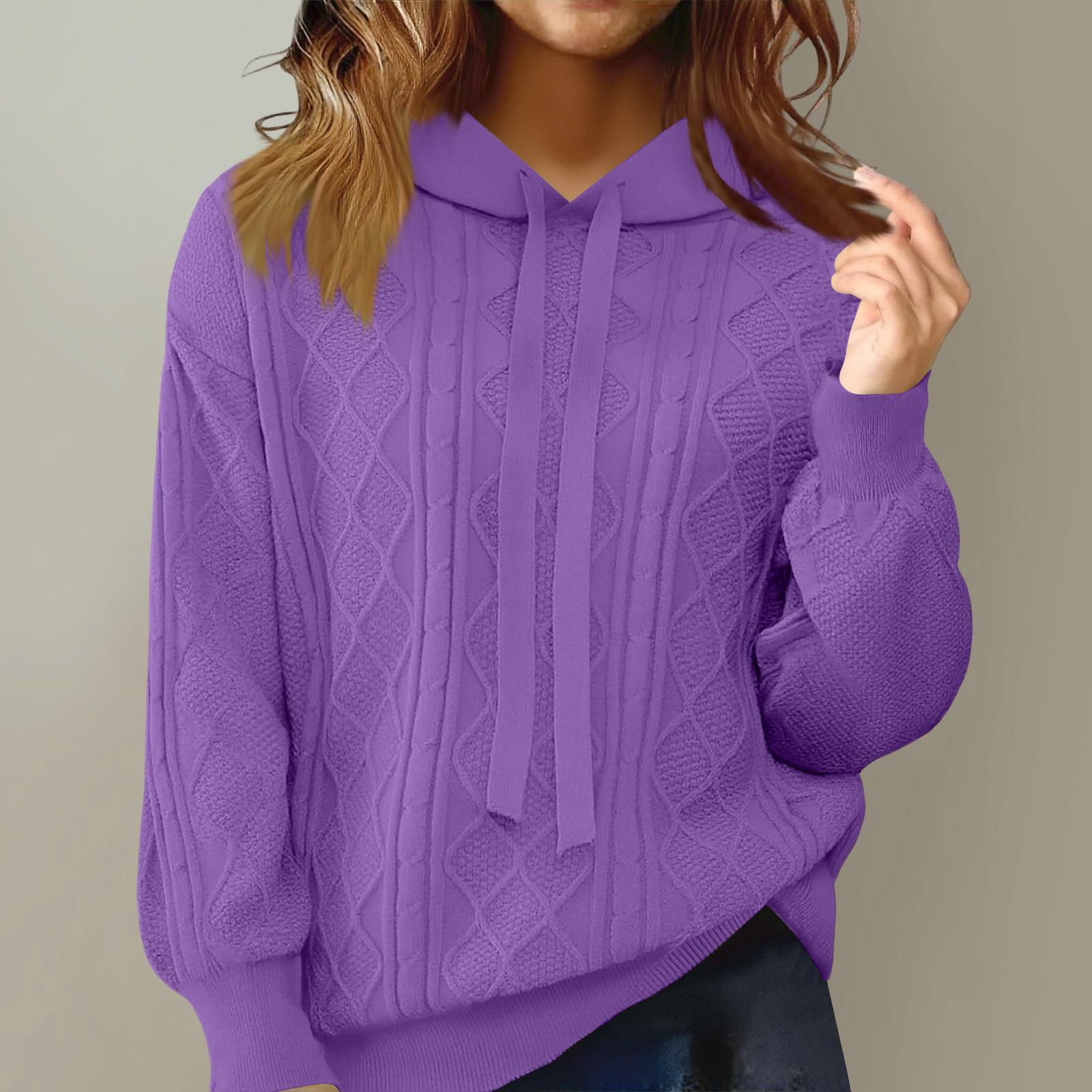 

Модный женский вязаный свитер, ленивый свободный тонкий свитер-худи XXL фиолетовый