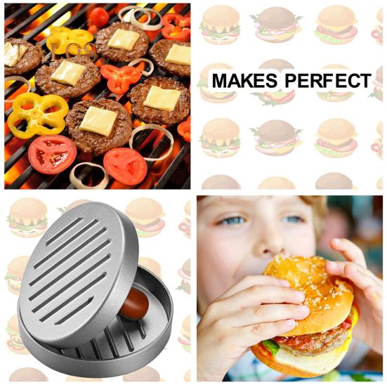 Hamburgarepress 4,5" Non-Stick Patty Maker med 100 Vaxpapper Kraftig Köttbullspress för BBQ Veggie Burgers