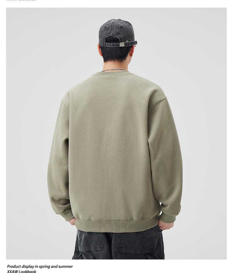 Men's Steel Embossed Heavyweight Crewneck Sweatshirt - Autumn Long Sleeve Base Layer