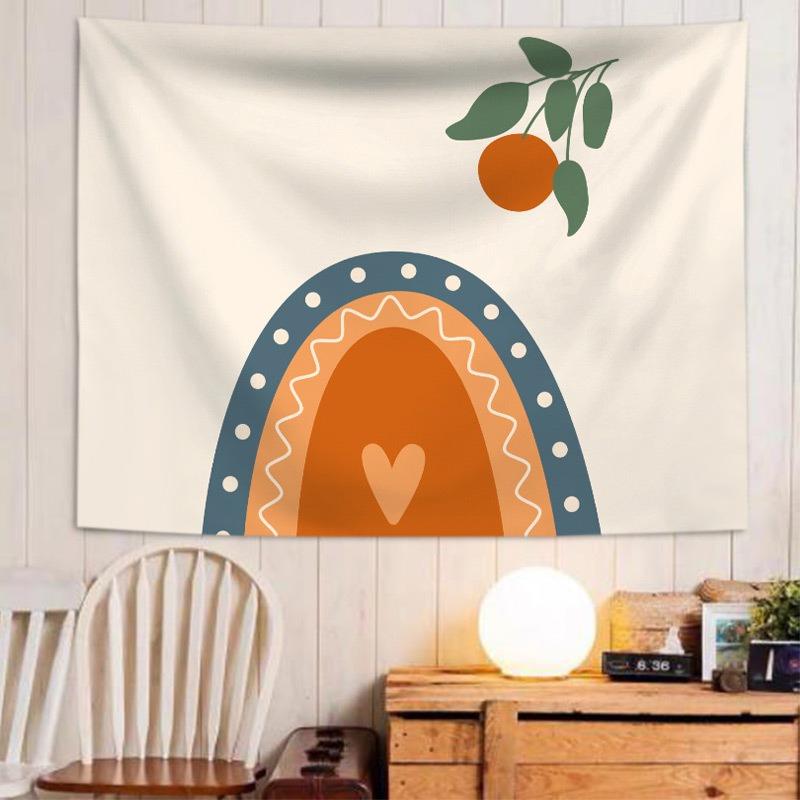Boho Abstract Rainbow Tapestry Mid Century Sun Wall Hanging Geometric Polyester Wall Art for Living Room Bedroom Dorm Decor
