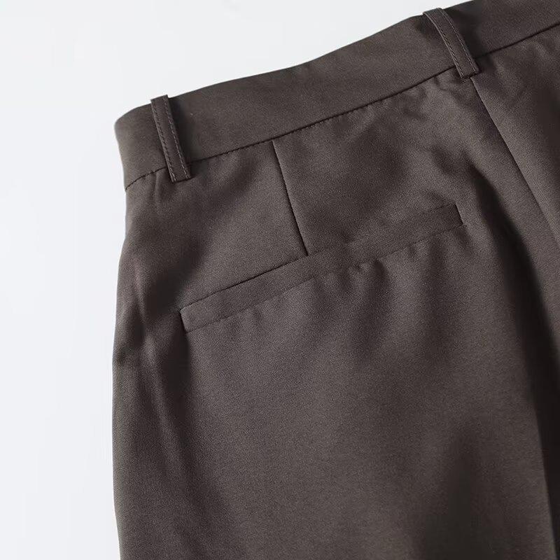 Women's Spring 2025 Double-Pleated Straight-Leg Loose Commuter Pants