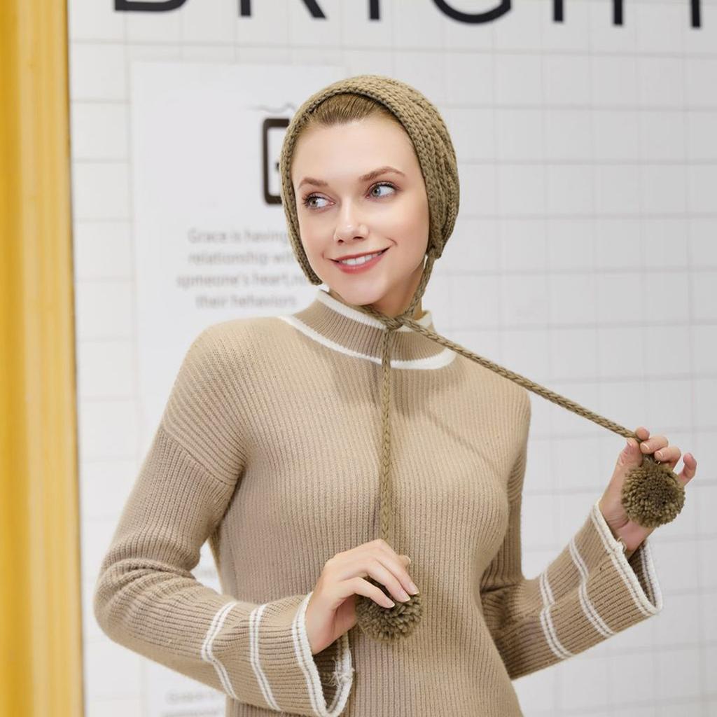 Miękka Rozciągliwa Zimowa Ciepła Opaska na Uszy z Warkoczem Szydełkowa Opaska na Uszy Dzianinowe Nauszniki dla Dorosłych