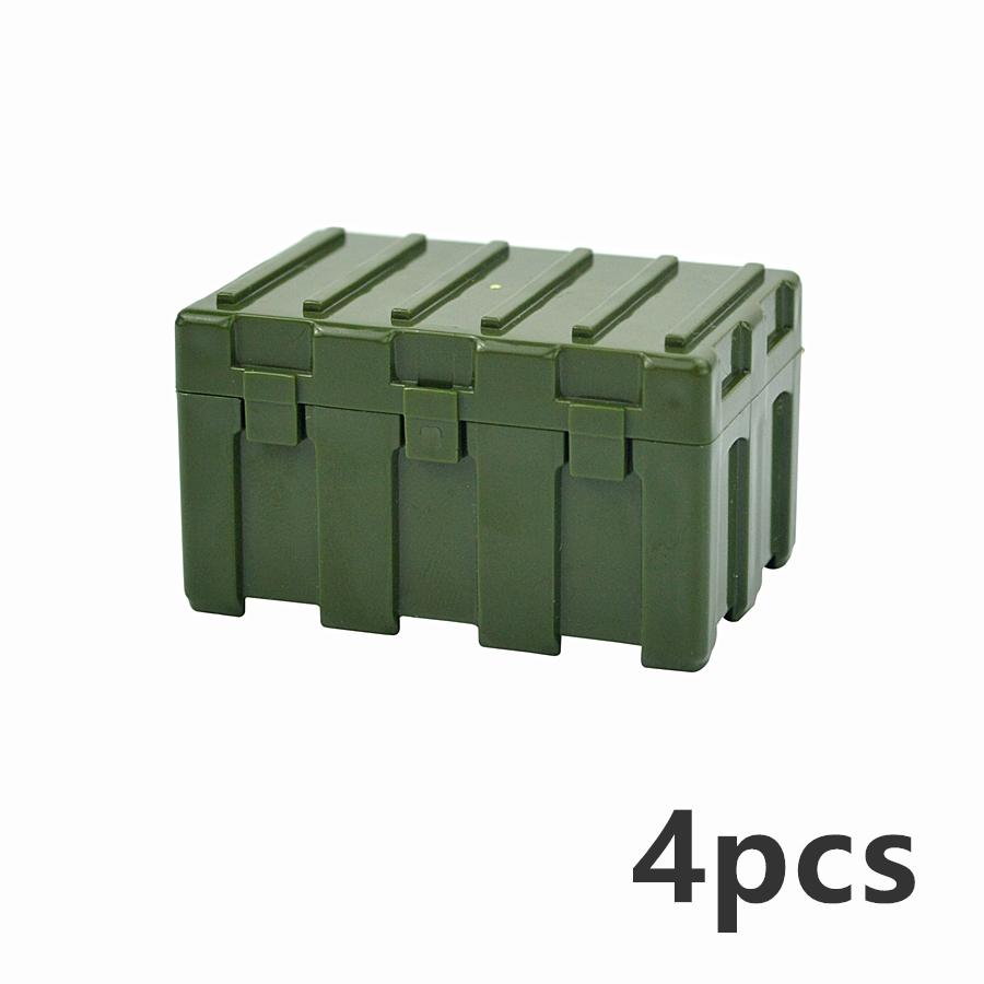 4Pcs WW2 Military Weapons Box Model Building Blocks Construction Toy Guns Case Bricks MOC SWAT Equipment Weapon Box for Kids