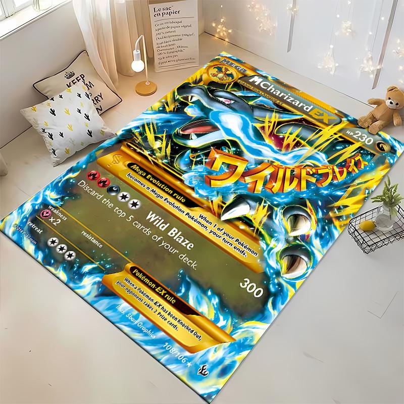 Potdemiel Japanese Anime Classic Charizard Card Printed Carpet Living Room Mats Bedroom Decor Rug Crawl Mat Great Holiday Gift