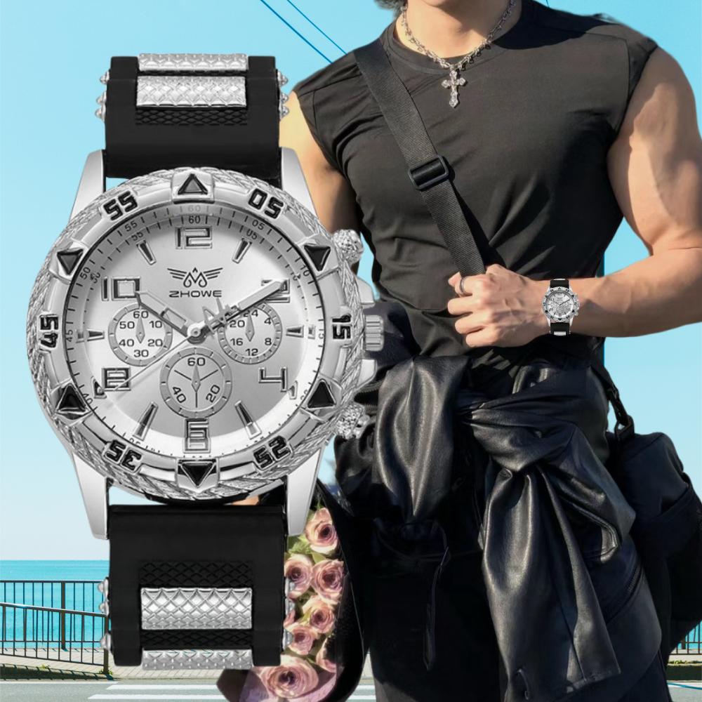 New Large Dial Fake Three Eye Grand Business Men's Casual Quartz Watch Fashionable and Cool Men's Watch for Business