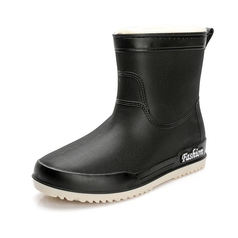 High-end Rain Shoes Women's Closed Fleece Waterproof Shoes Short Medium Tube Autumn and Winter Rain Boots Bundle Warm Rubber Shoes