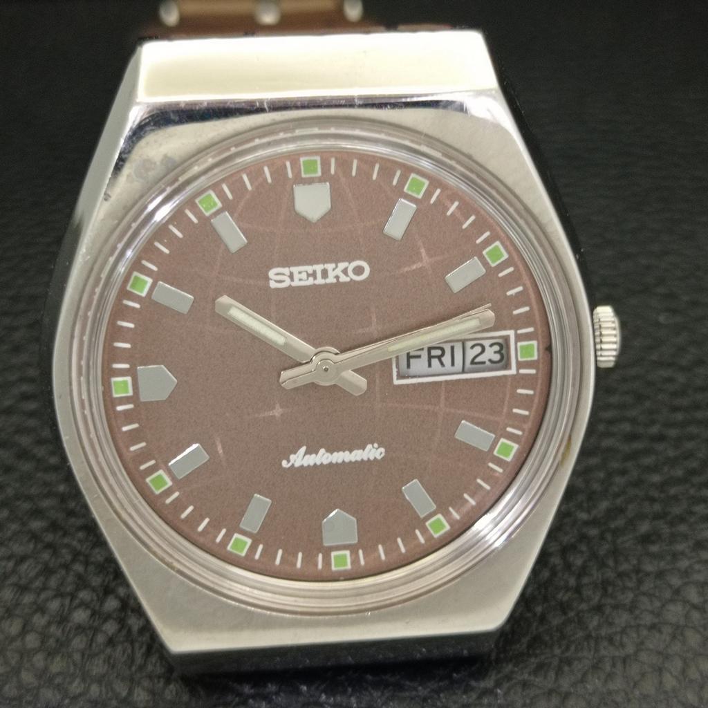 VINTAGE SEIKO AUTOMATIC JAPAN 6319A MENS BROWN COLOR DIAL WATCH a701363-5 R206a-a701363