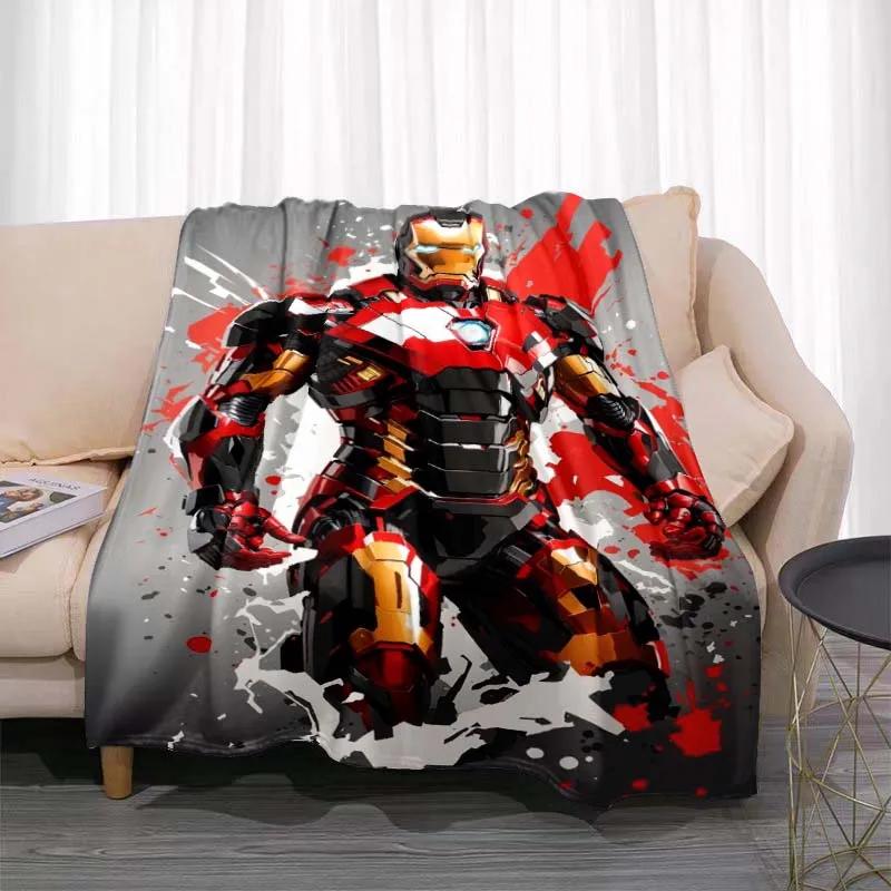 Manta Cálida de Dibujos Animados de Iron Man para Habitación, Suave y Cómoda, Portátil para Viajes y Picnic, Regalo para Familiares o Amigos
