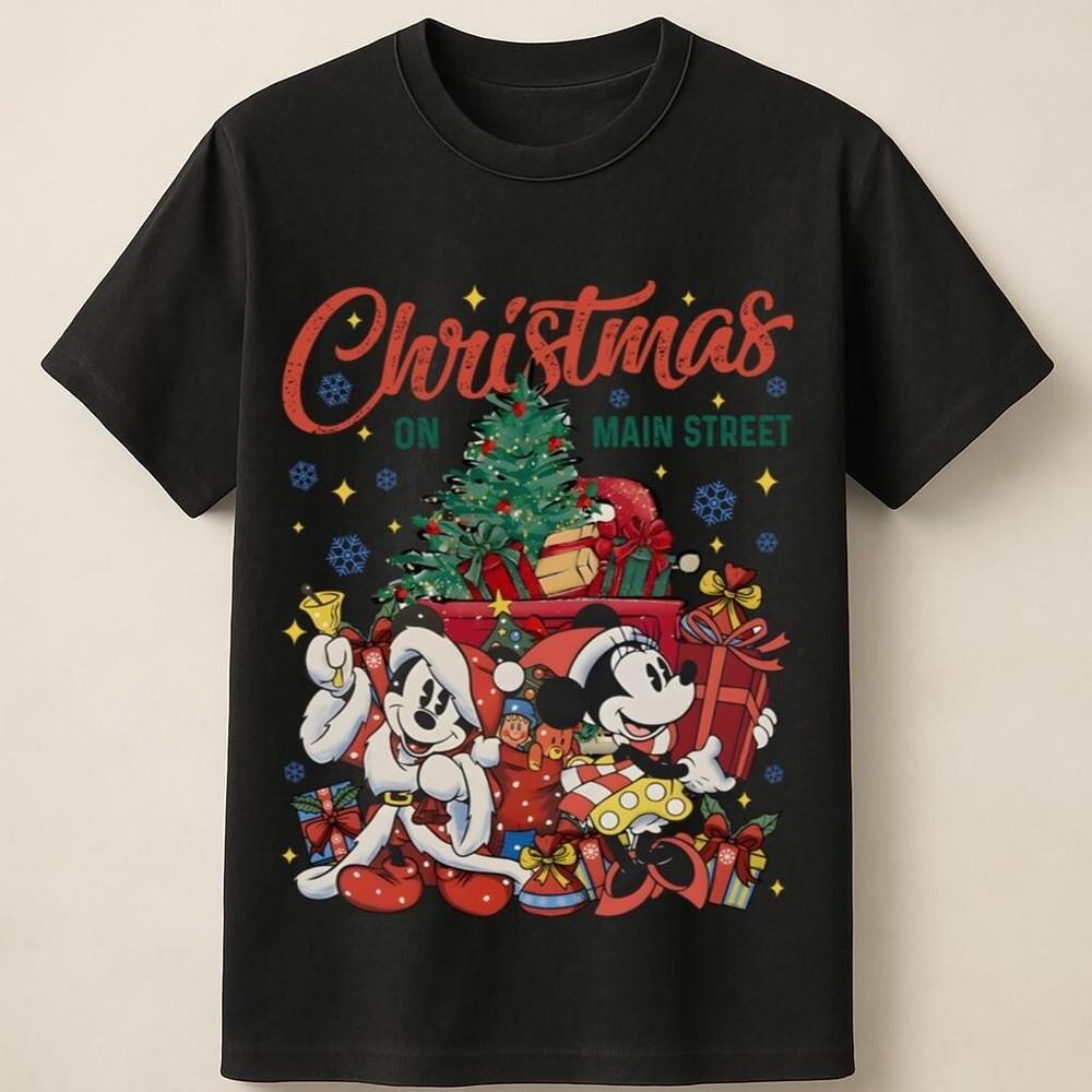 Mickey amp; Minnie Christmas on Main Street T-Shirt  Holiday Gift Fun Unisex T-Shirt XXL