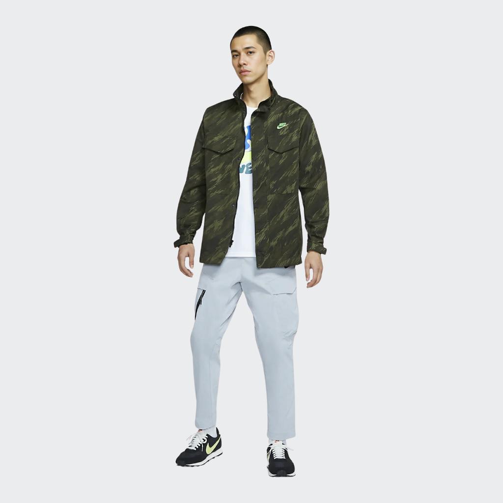 Nike Sportswear Essentials+ M65 Stand Collar Long Sleeve Camouflage Jacket Men Jacket Impact-Green DD4663-355