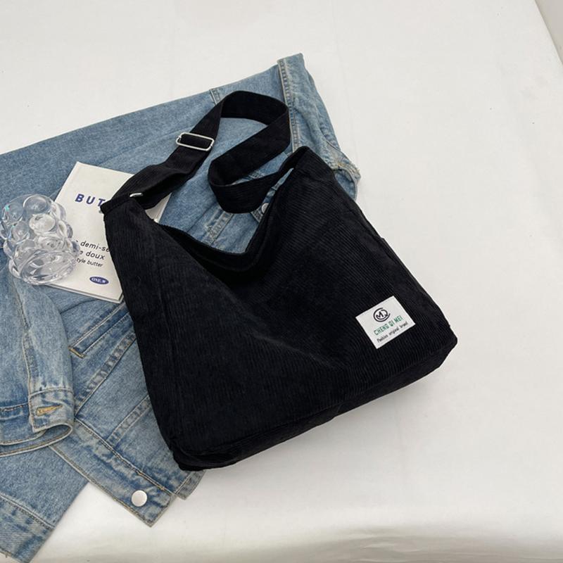 

Вельветовая женская однотонная сумка через плечо с верхней ручкой, женская трендовая эстетическая роскошная сумка-шоппер большой вместимости 39x13x32cm чёрный