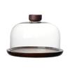Wooden Plate Transparent Cover Cake Plate Tray Dessert Cake Dust-proof Tray Desktop Storage Container Party Accessories