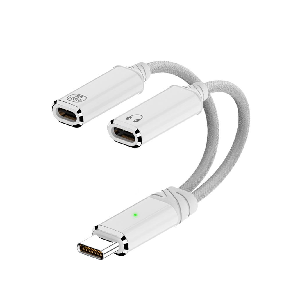 2 in 1 USB C Headphone and Charger Adapter USB C to Aux Audio Jack with PD 100W Fast Charging Dongle Cable Cord