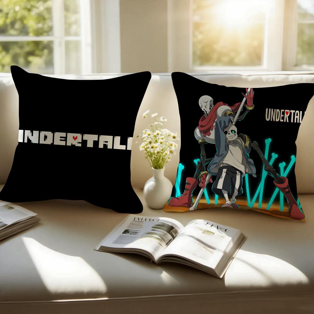 Game UUndertaleS Cushion Cover Pillowcase Antidustmite Invisible Zipper Short Plush Sofa Cushion