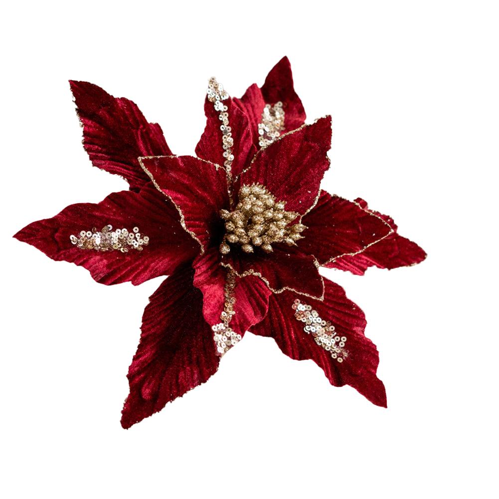 Flannel Christmas Flowers Artificial Christmas Flowers Easy To Decorate Elegant And Colorful High Quality Material