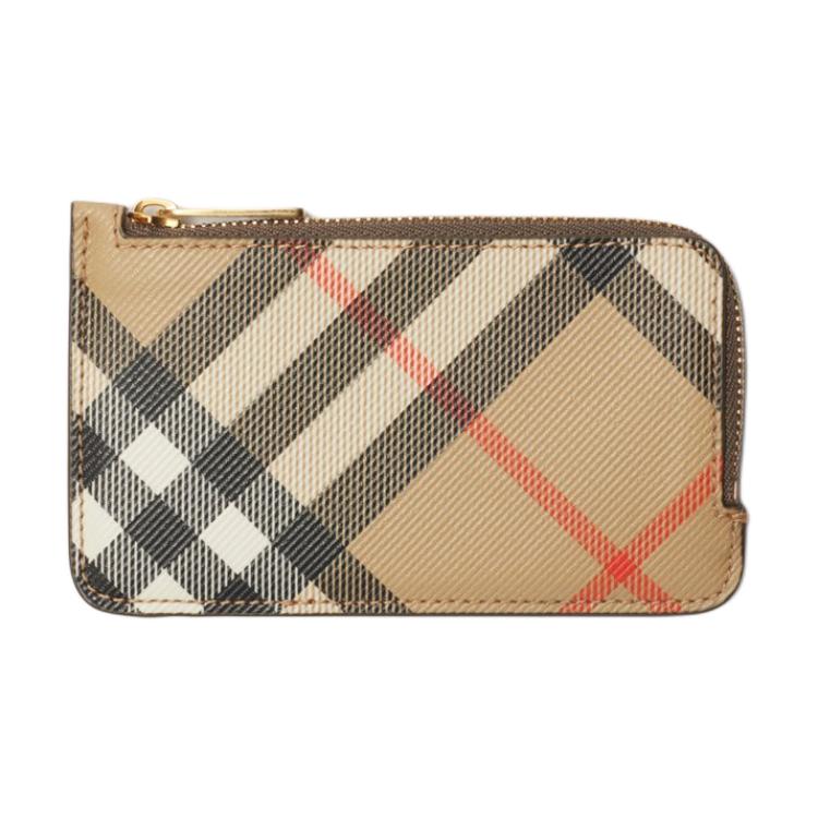 Burberry Check Woven Polyurethane Card Holder Women Accessories Beige 80942781 Basic Set (Bag+Dust Bag)