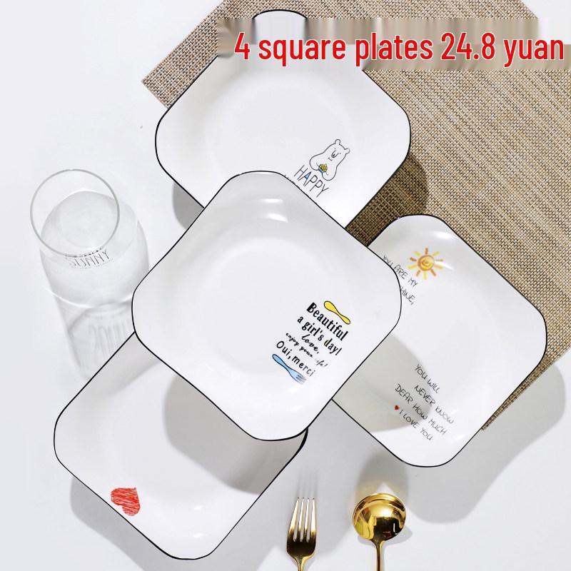 Microwaveable Creative Cartoon Ceramic Plate Set for Breakfast & Fruits